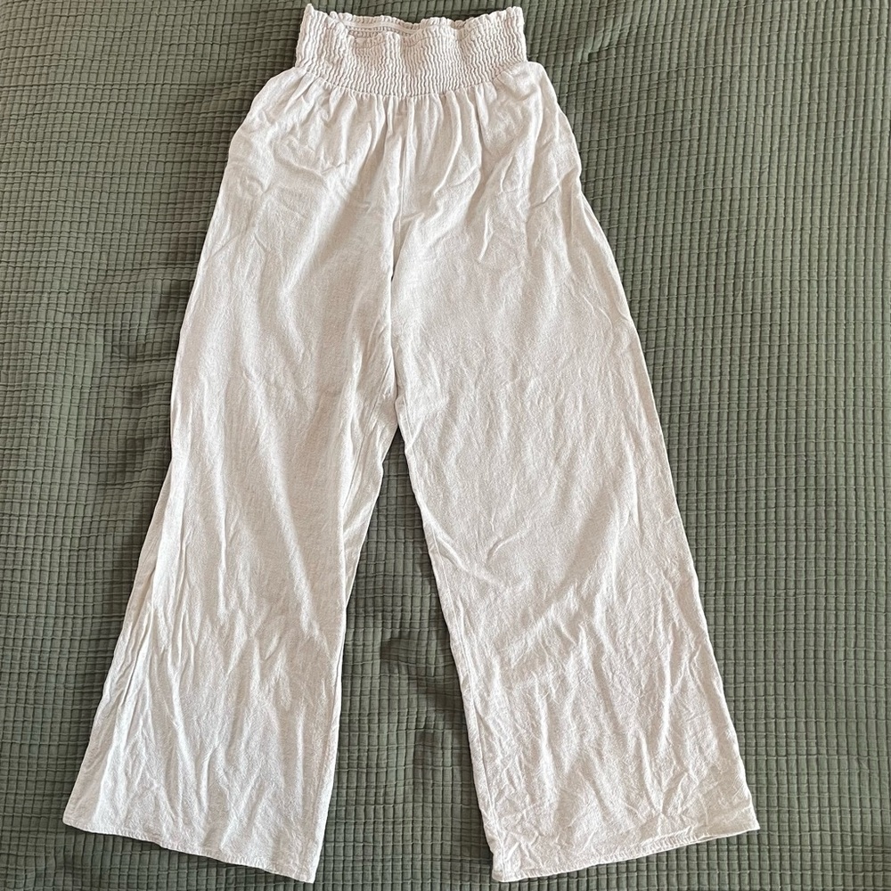 Lulu's Cream Comfy and Beachy Linen Pants